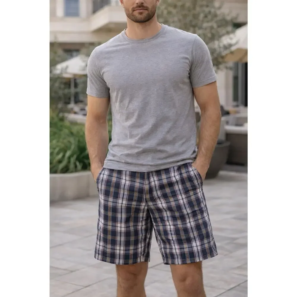 American Eagle Outfitters Mens Plaid Shorts Size 32 Flat Front Plaid 100% Cotton